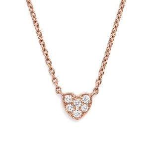 14k Rose Gold Heart Pave Crystal Pendant Necklace
